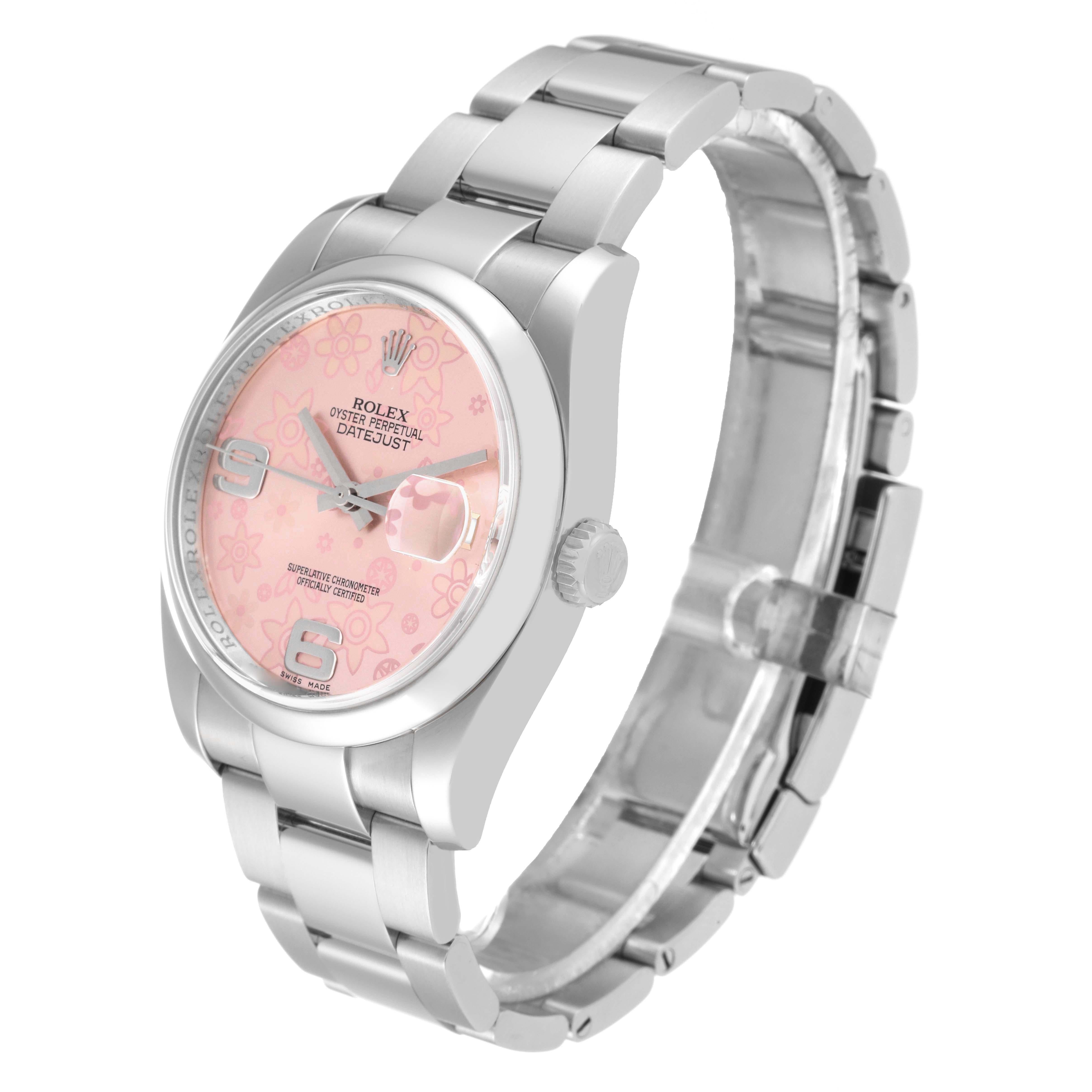 Rolex Datejust 36 Pink Floral Dial Steel Mens Watch 116200 Box Card 2