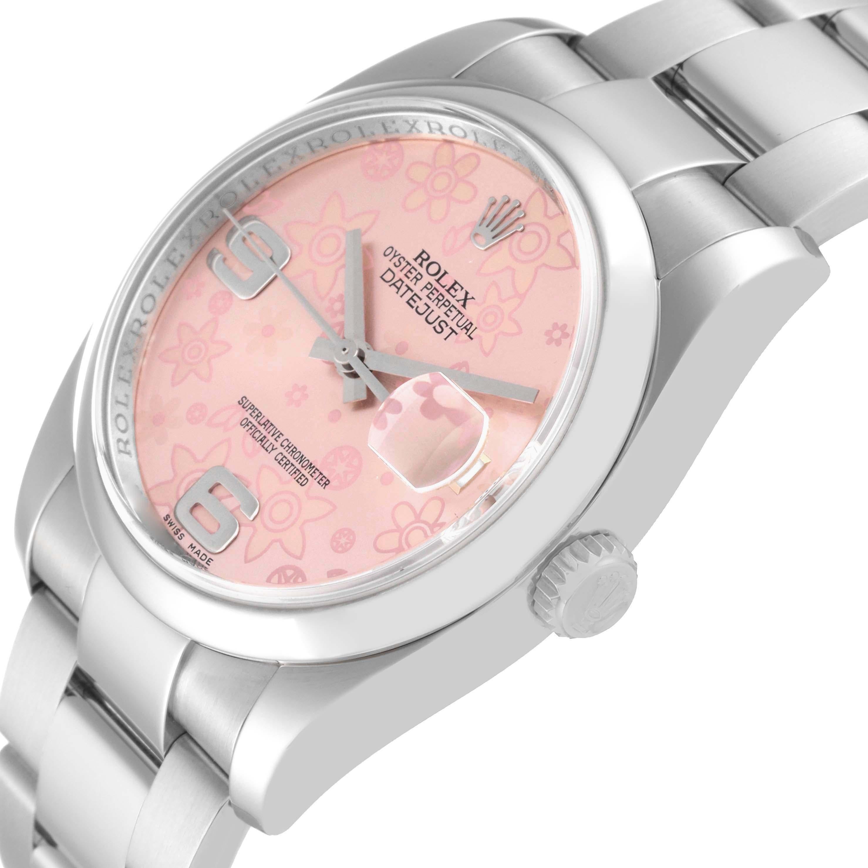 Rolex Datejust 36 Pink Floral Dial Steel Mens Watch 116200 Box Card 3