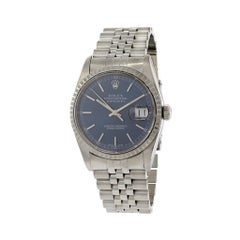 Retro Rolex Datejust 36 Quickset Blue Dial Steel Bezel