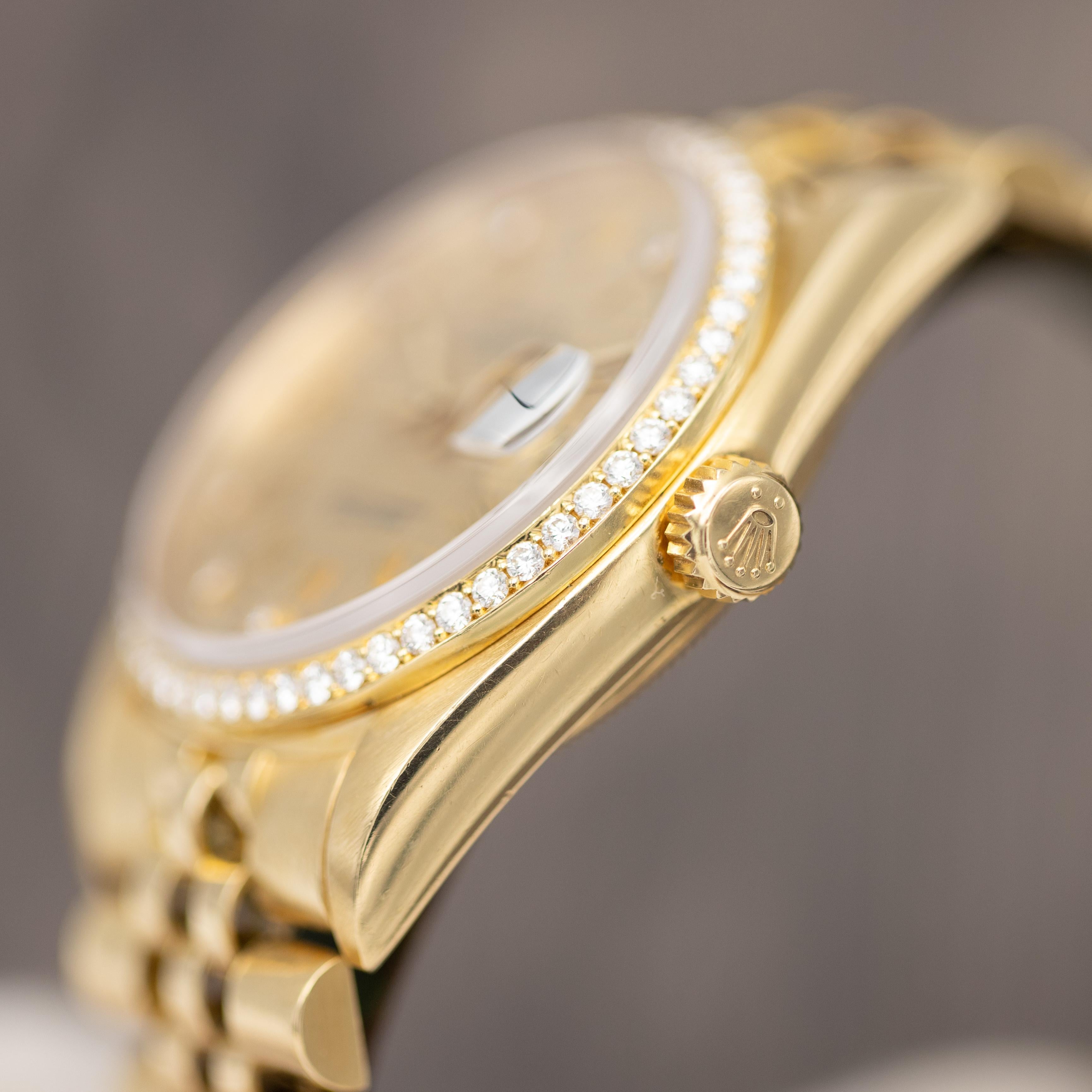 Men's Rolex Datejust 36 - Rare Houndstooth Diamond Dial, Vintage 18k Yellow Gold watch