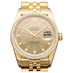 Rolex Datejust 36 - Rare Houndstooth Diamond Dial, Vintage 18k Yellow Gold watch