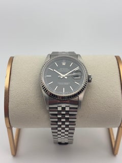 Rolex Datejust 36 Ref. 16234 Stainless Steel & 18k White Gold Fluted Bezel Black