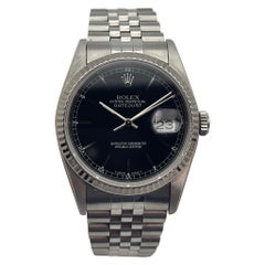 Rolex Datejust 36 Ref. 16234 Stainless Steel & 18k White Gold Fluted Bezel Black