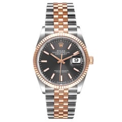 Rolex Datejust 36 Rhodium Dial Steel EverRose Gold Watch 126231 Box Card