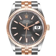 Rolex Datejust 36 Rhodium Dial Steel EverRose Gold Watch 126231 Box Card