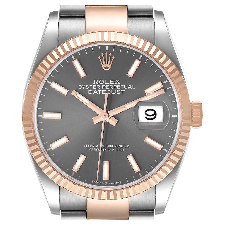 Rolex Datejust 36 Rhodium Dial Steel EverRose Gold Watch 126231 Unworn