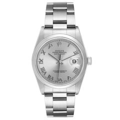 Rolex Datejust 36 Rhodium Roman Dial Steel Mens Watch 16200 Box Papers