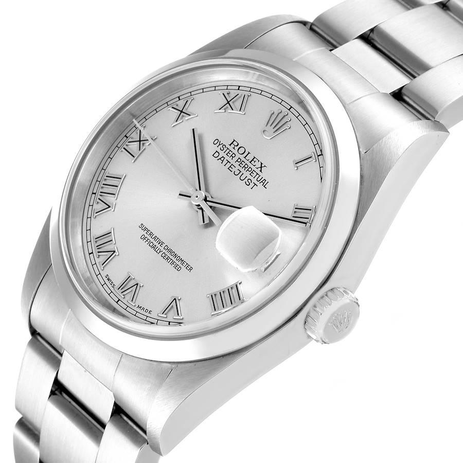 Rolex Datejust 36 Rhodium Roman Dial Steel Mens Watch 16200 Box Papers Excellent état à Atlanta, GA