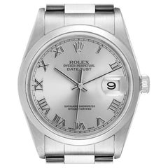 Rolex Datejust 36 Rhodium Roman Dial Steel Mens Watch 16200 Box Papers