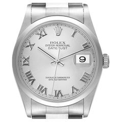 Rolex Datejust 36 Rhodium Roman Dial Steel Mens Watch 16200 Box Papers