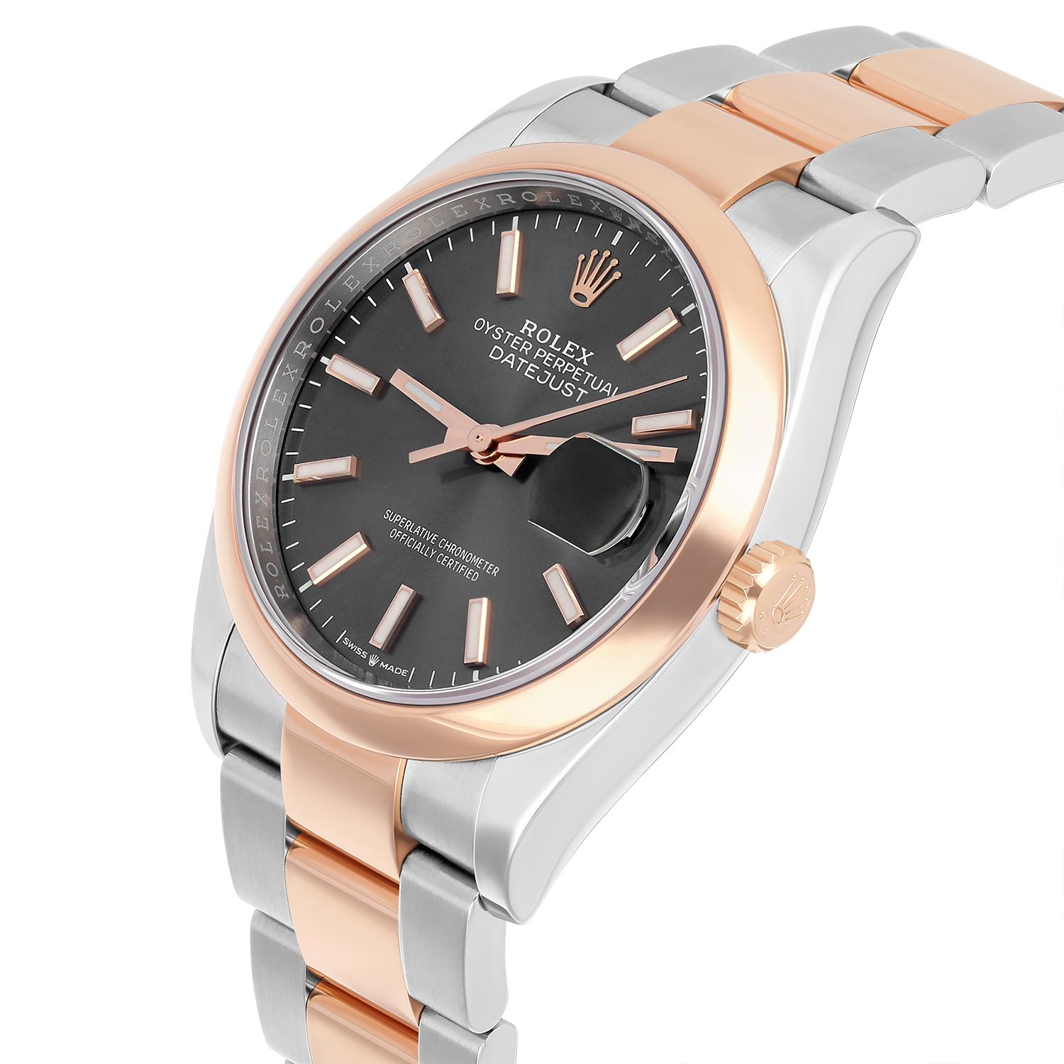 Rolex Datejust 36 Rose Gold/Steel Dark Rhodium Index Dial, Domed Bezel Oyster 1