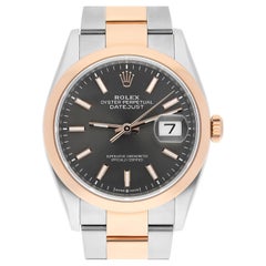 Rolex Datejust 36 Rose Gold/Steel Dark Rhodium Index Dial, Domed Bezel Oyster