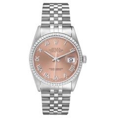 Rolex Datejust 36 Salmon Roman Dial Steel Mens Watch 16220
