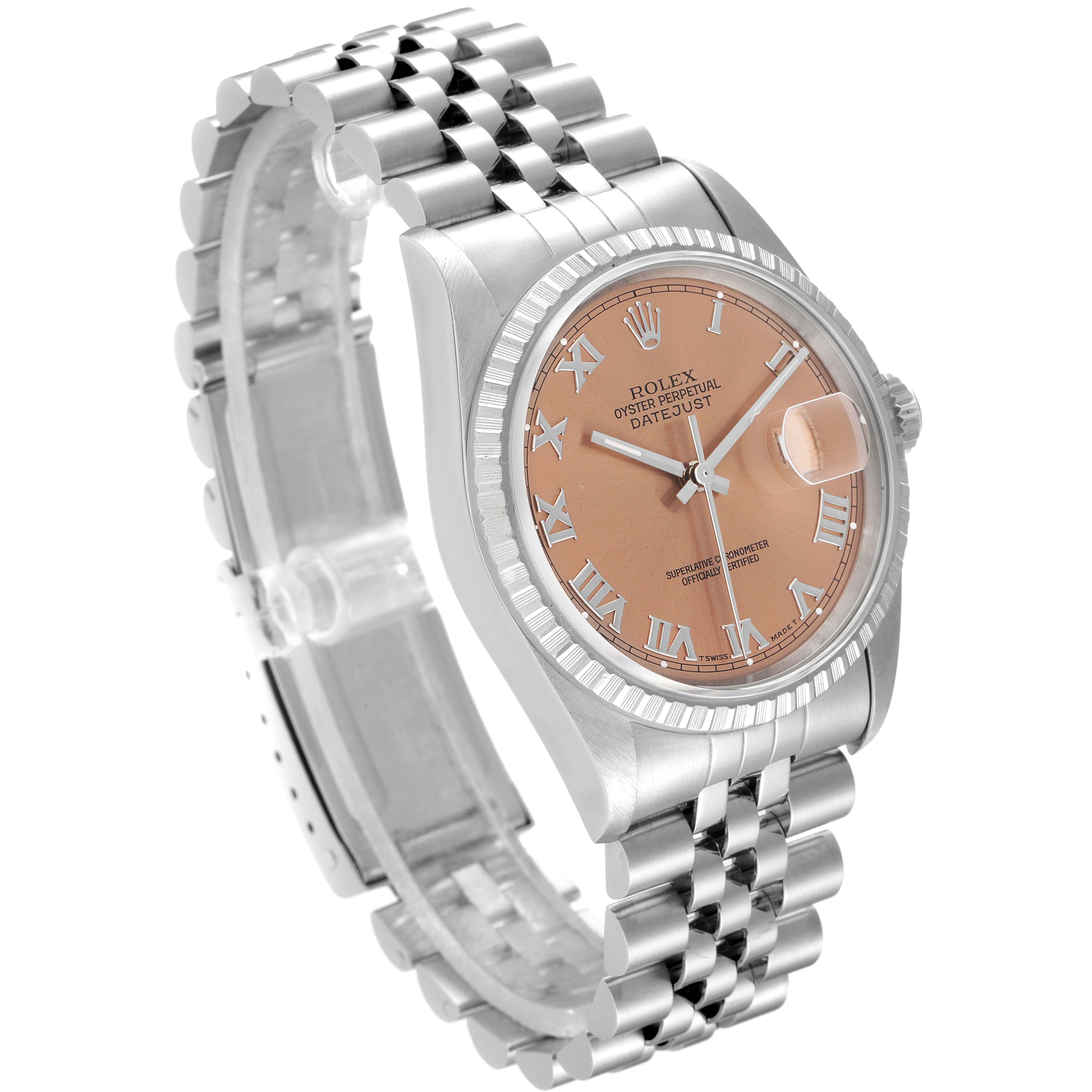 Rolex Datejust 36 Salmon Roman Dial Steel Mens Watch 16220 For Sale at ...