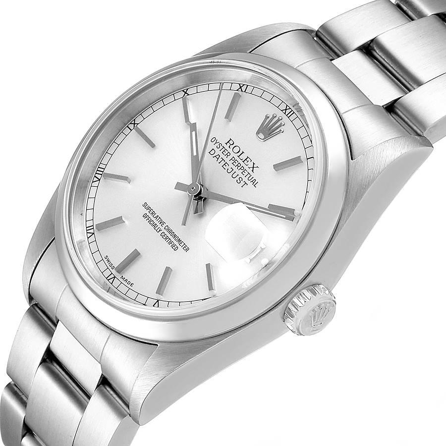 Rolex Datejust 36 Silver Baton Dial Steel Men's Watch 16200 Box 2