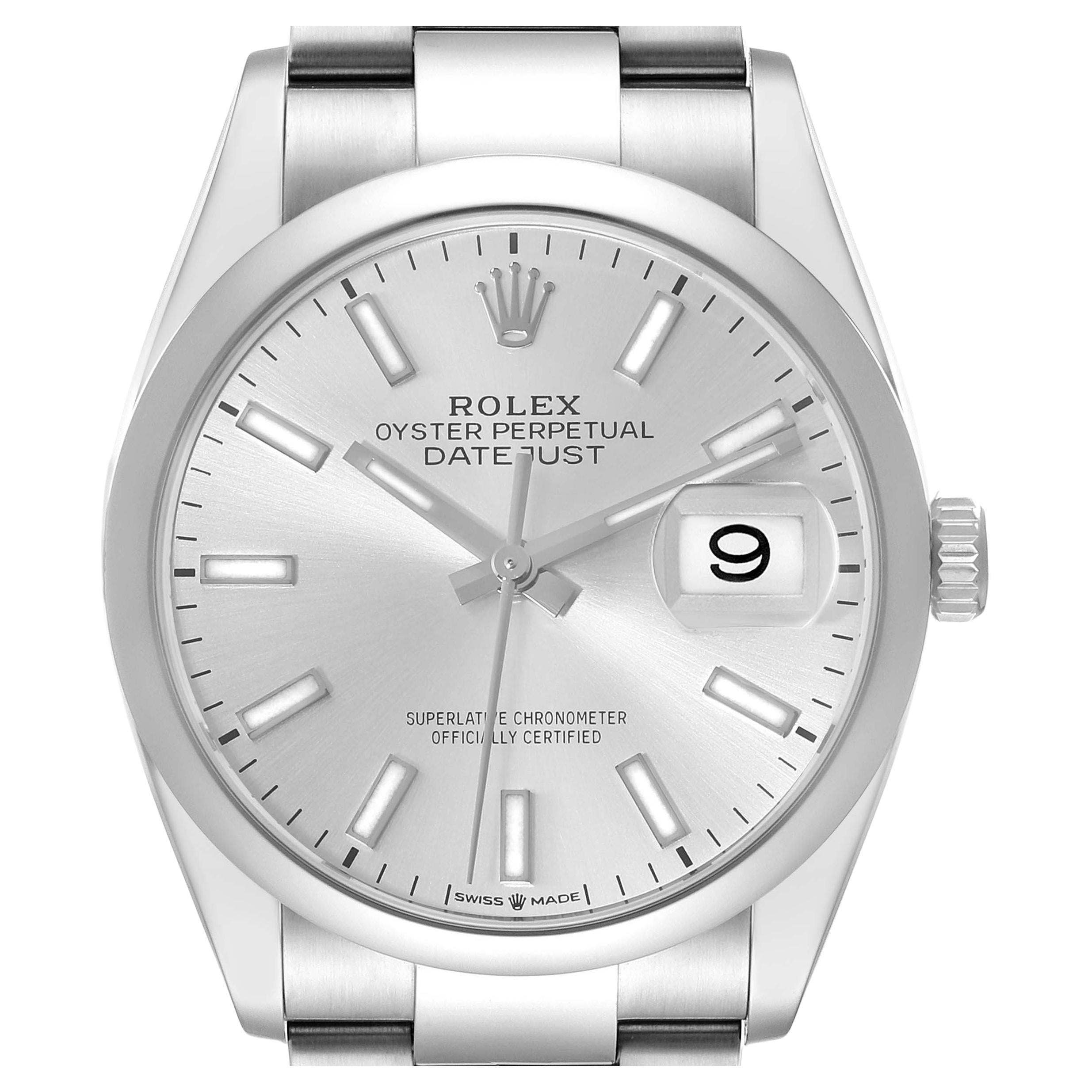 Rolex Datejust 36 Silver Dial Domed Bezel Mens Watch 126200 Box Card