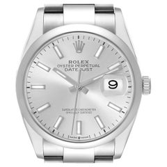 Rolex Datejust 36 Silver Dial Domed Bezel Mens Watch 126200 Box Card
