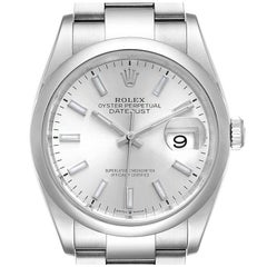Rolex Datejust 36 Silver Dial Domed Bezel Steel Men's Watch 126200 Box