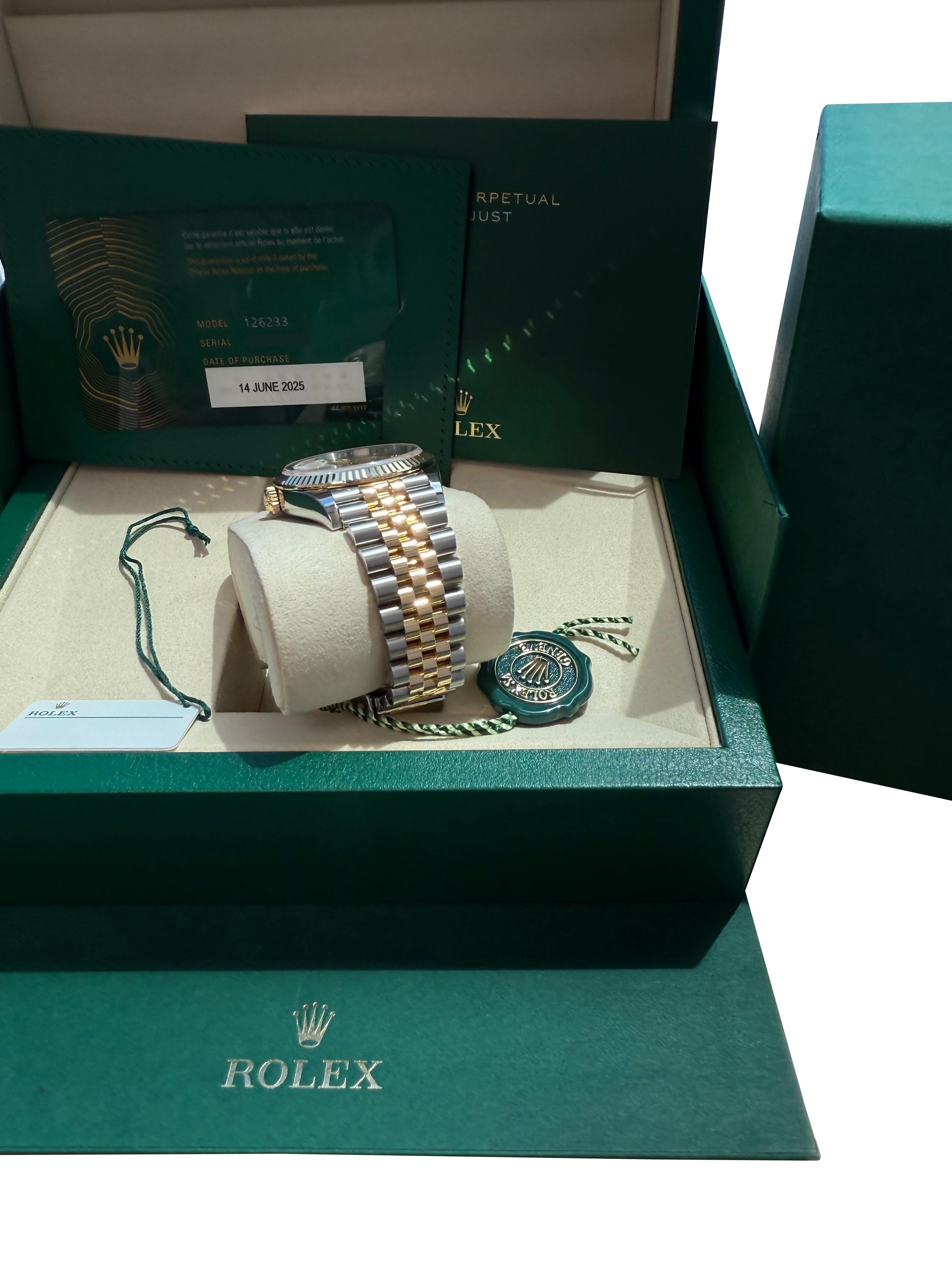 Rolex Datejust 36 Silver Roman 6-9 Diamond Dial Gold Steel Jubilee Watch 126233 For Sale 9