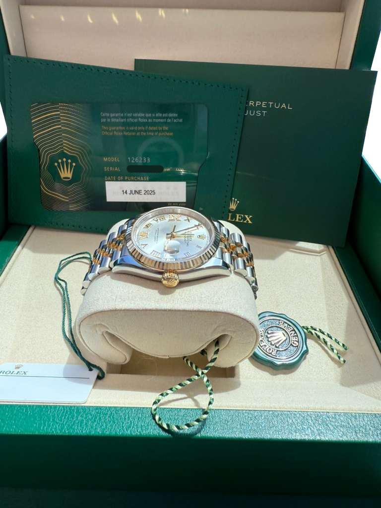 Rolex Datejust 36 Silver Roman 6-9 Diamond Dial Gold Steel Jubilee Watch 126233 For Sale 10