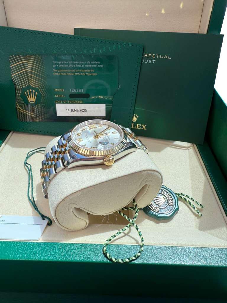 Rolex Datejust 36 Silver Roman 6-9 Diamond Dial Gold Steel Jubilee Watch 126233 For Sale 12