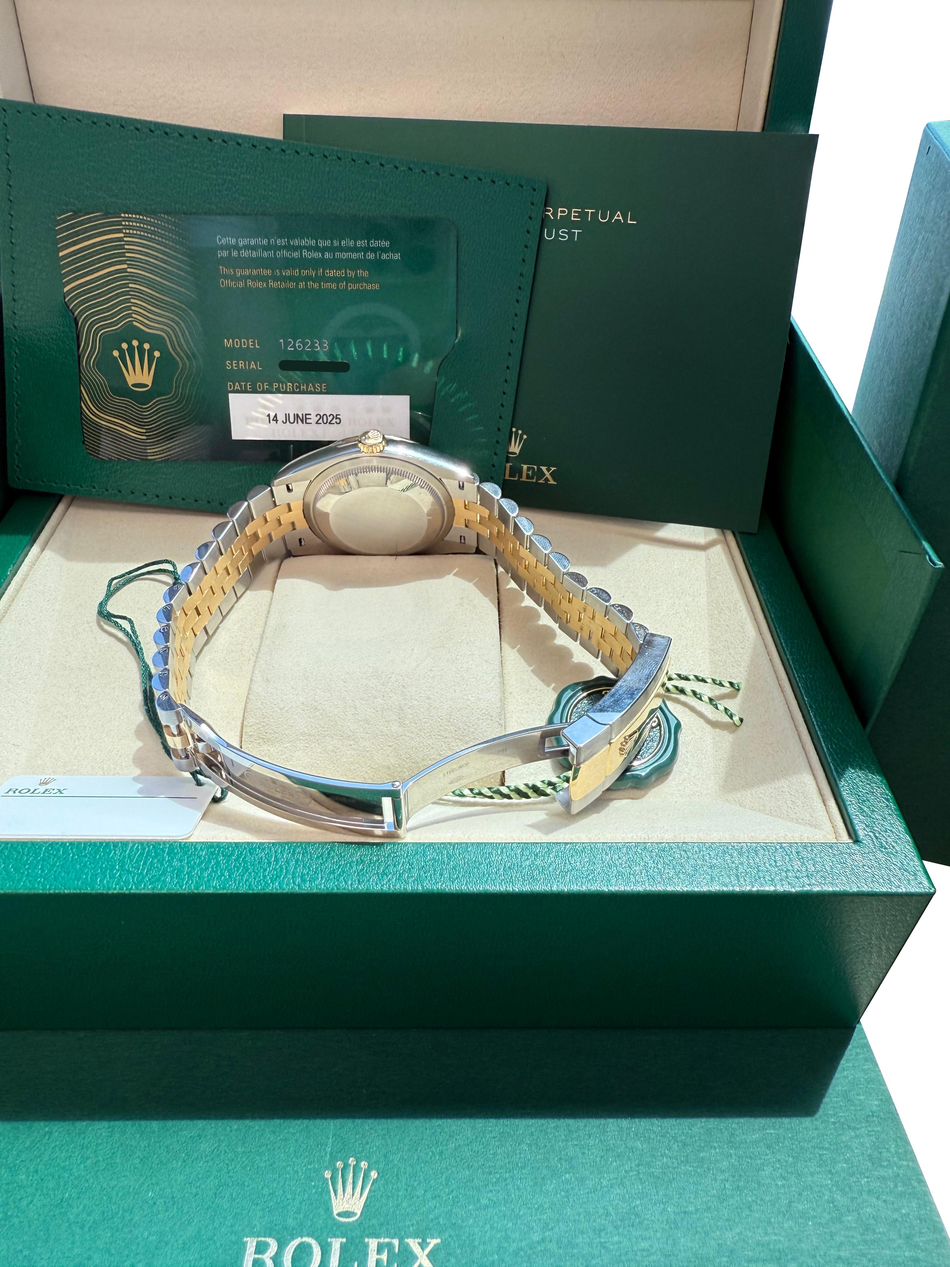 Rolex Datejust 36 Silver Roman 6-9 Diamond Dial Gold Steel Jubilee Watch 126233 For Sale 13