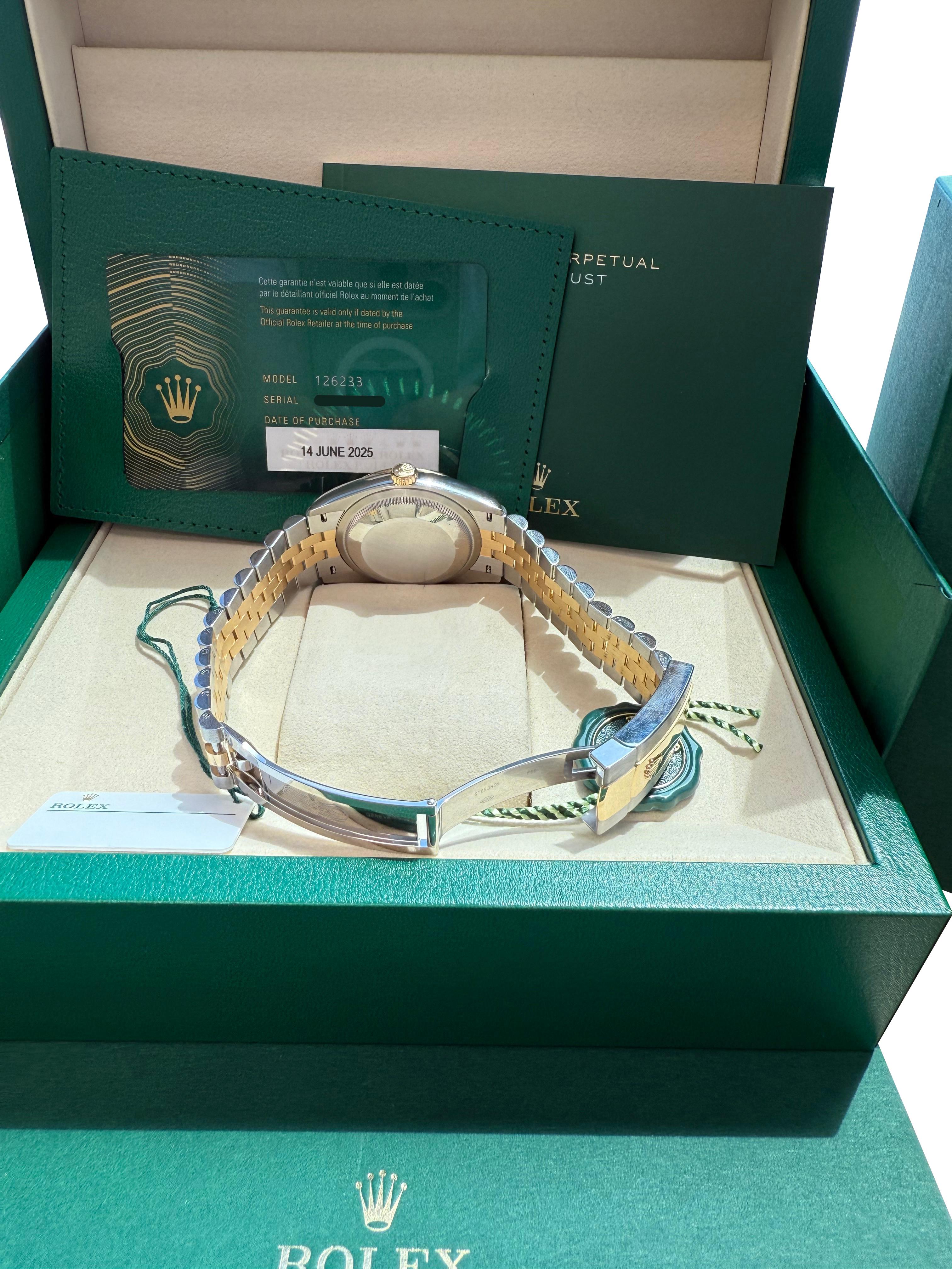 Rolex Datejust 36 Silver Roman 6-9 Diamond Dial Gold Steel Jubilee Watch 126233 For Sale 14