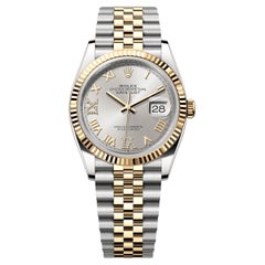 Rolex Datejust 36 Silver Roman 6-9 Diamond Dial Gold Steel Jubilee Watch 126233