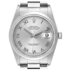 Rolex Datejust 36 Silver Roman Dial Steel Mens Watch 16200