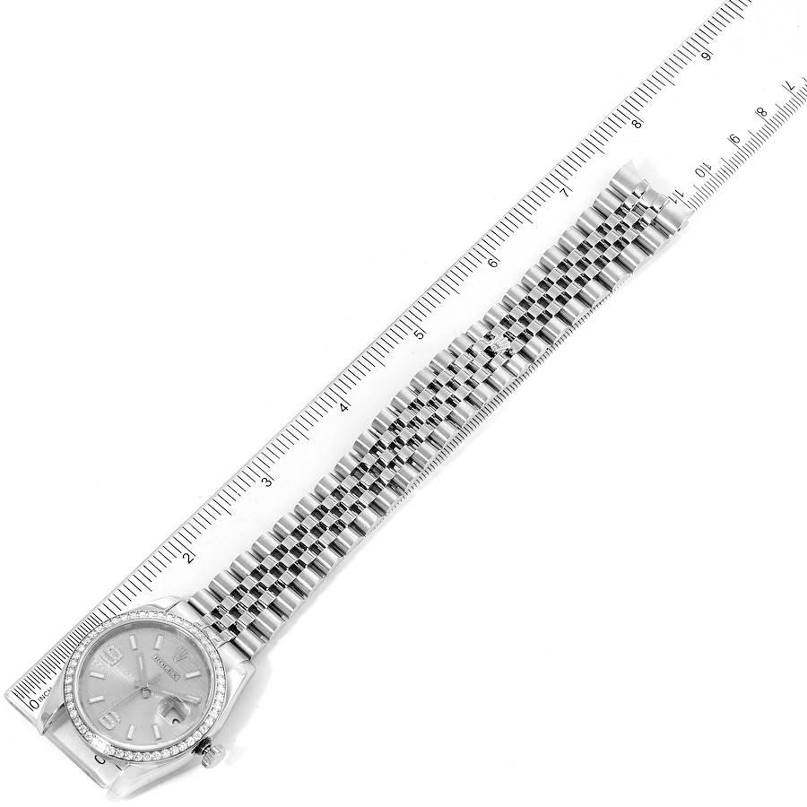 Rolex Datejust 36 Silver Wave Diamond Dial Men's Watch 116244 For Sale 7