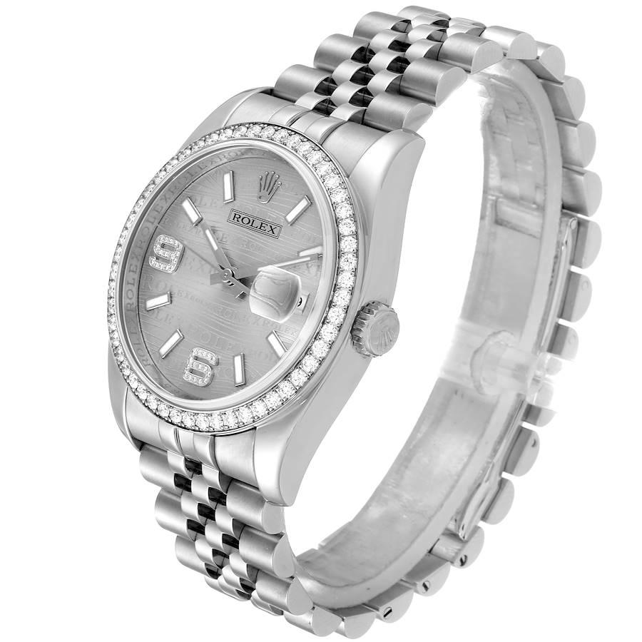 Rolex Datejust 36 Silver Wave Diamond Dial Men's Watch 116244 For Sale 1