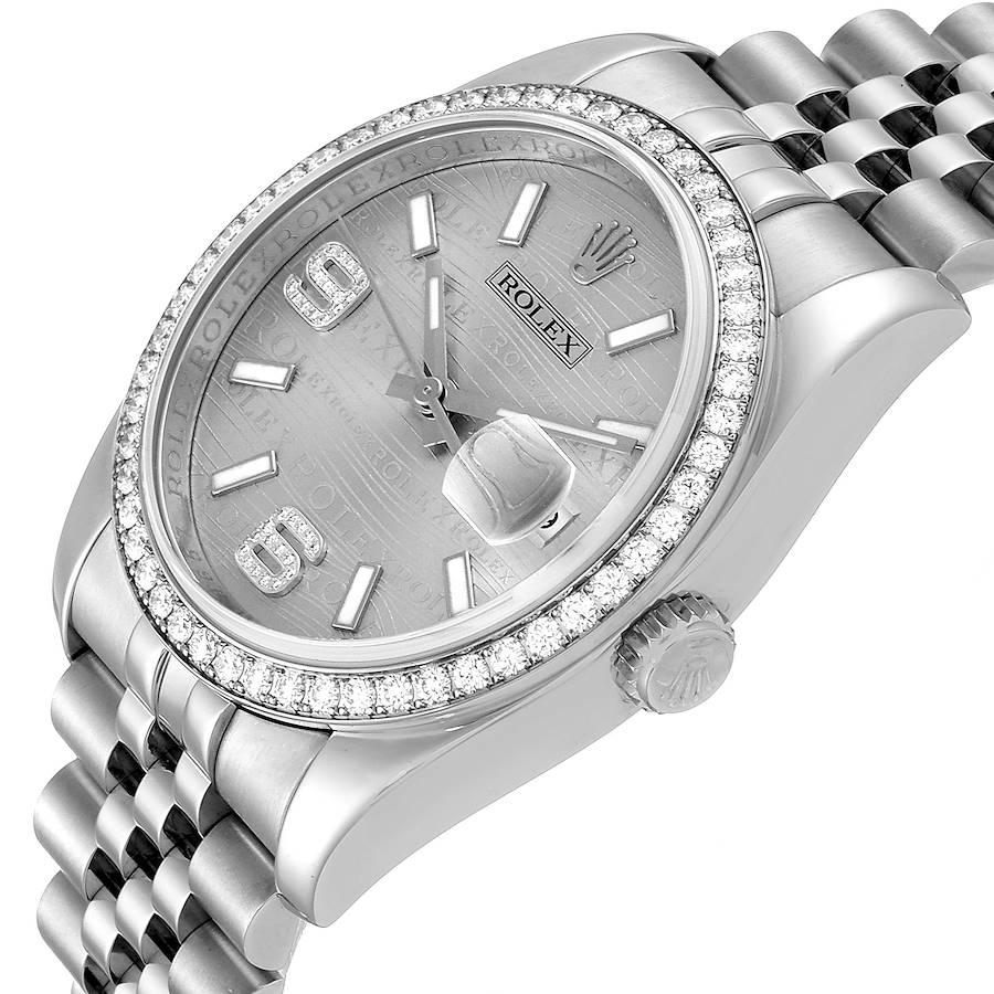 Rolex Datejust 36 Silver Wave Diamond Dial Men's Watch 116244 For Sale 2