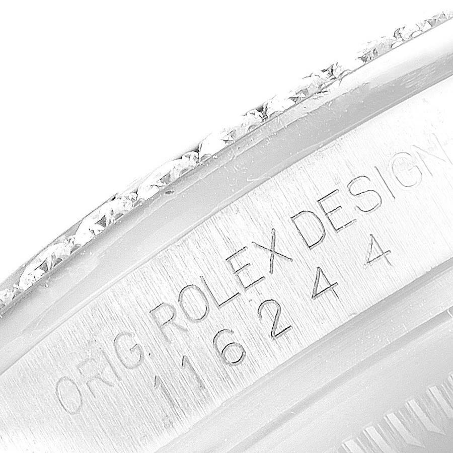 Rolex Datejust 36 Silver Wave Diamond Dial Men's Watch 116244 For Sale 4