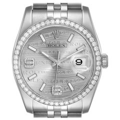 Rolex Datejust 36 Silver Wave Diamond Dial Men's Watch 116244