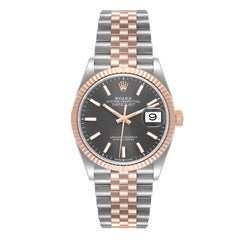 Rolex Datejust 36 Slate Dial Steel Rose Gold Mens Watch 126231 Box Card