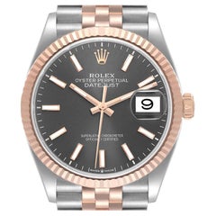 Rolex Datejust 36 Slate Dial Steel Rose Gold Mens Watch 126231 Box Card
