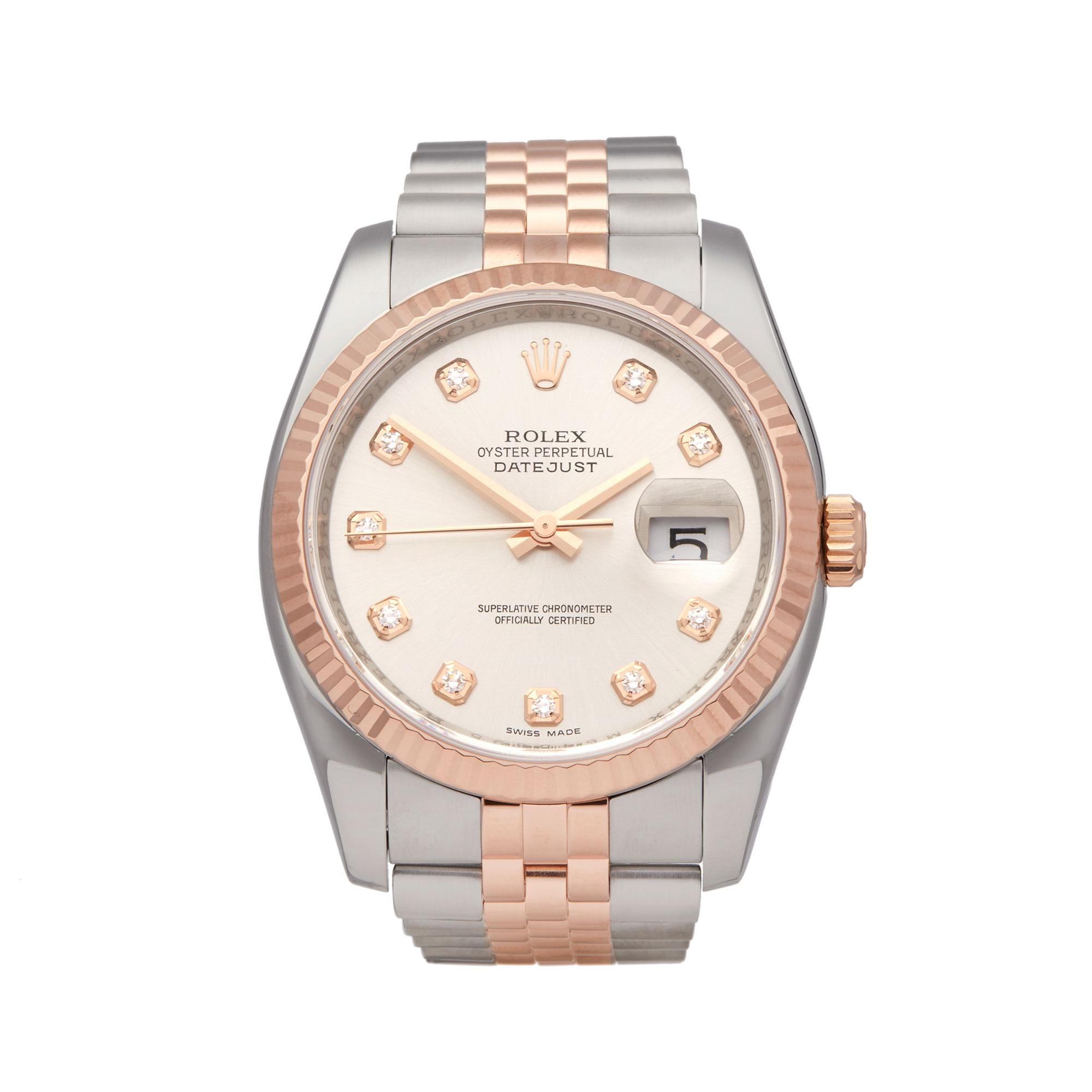 Rolex Datejust 36 Stainless Steel 18K Rose Gold 116231 Wristwatch