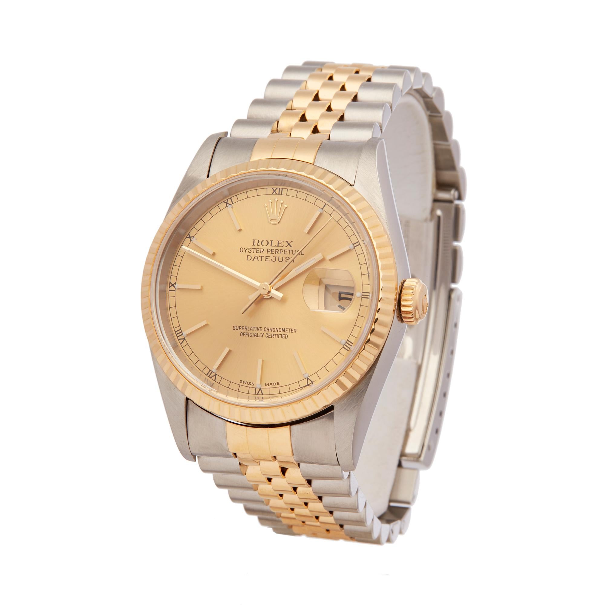 Reference: W5701
Manufacturer: Rolex
Model: Datejust
Model Reference: 16233
Age: 1st September 2004
Gender: Unisex
Box and Papers: Box and Guarantee
Dial: Champagne Baton
Glass: Sapphire Crystal
Movement: Automatic
Water Resistance: To Manufacturers