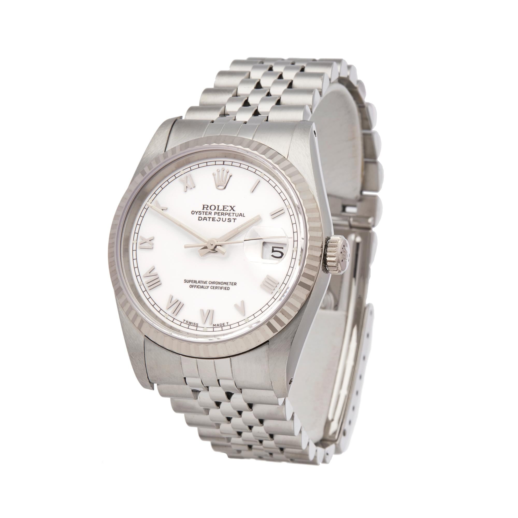Reference: W5726
Manufacturer: Rolex
Model: Datejust
Model Reference: 16234
Age: Circa 1990
Gender: Men's
Box and Papers: Box Only
Dial: White Roman
Glass: Sapphire Crystal
Movement: Automatic
Water Resistance: To Manufacturers Specifications
Case: