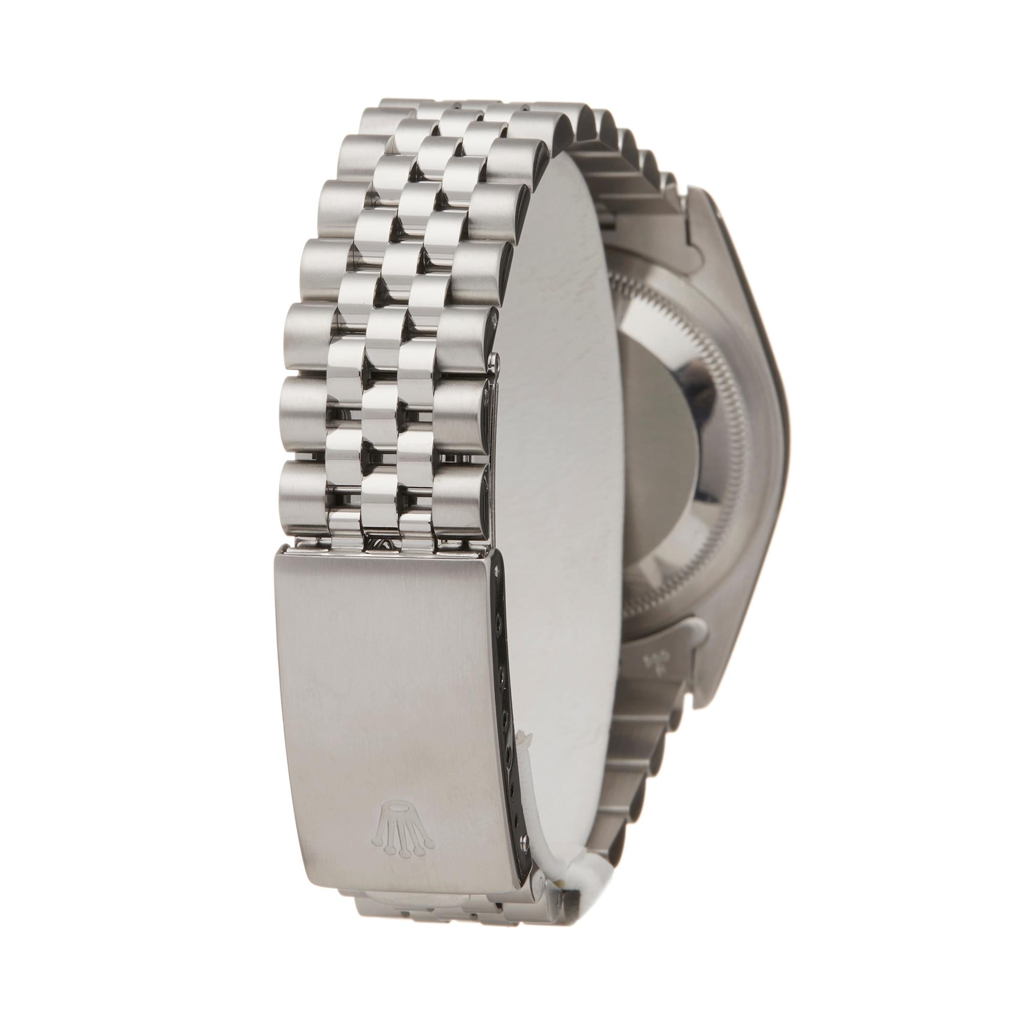 Women's or Men's Rolex Datejust 36 Stainless Steel and 18 Karat White Gold 16234 Wristwatch