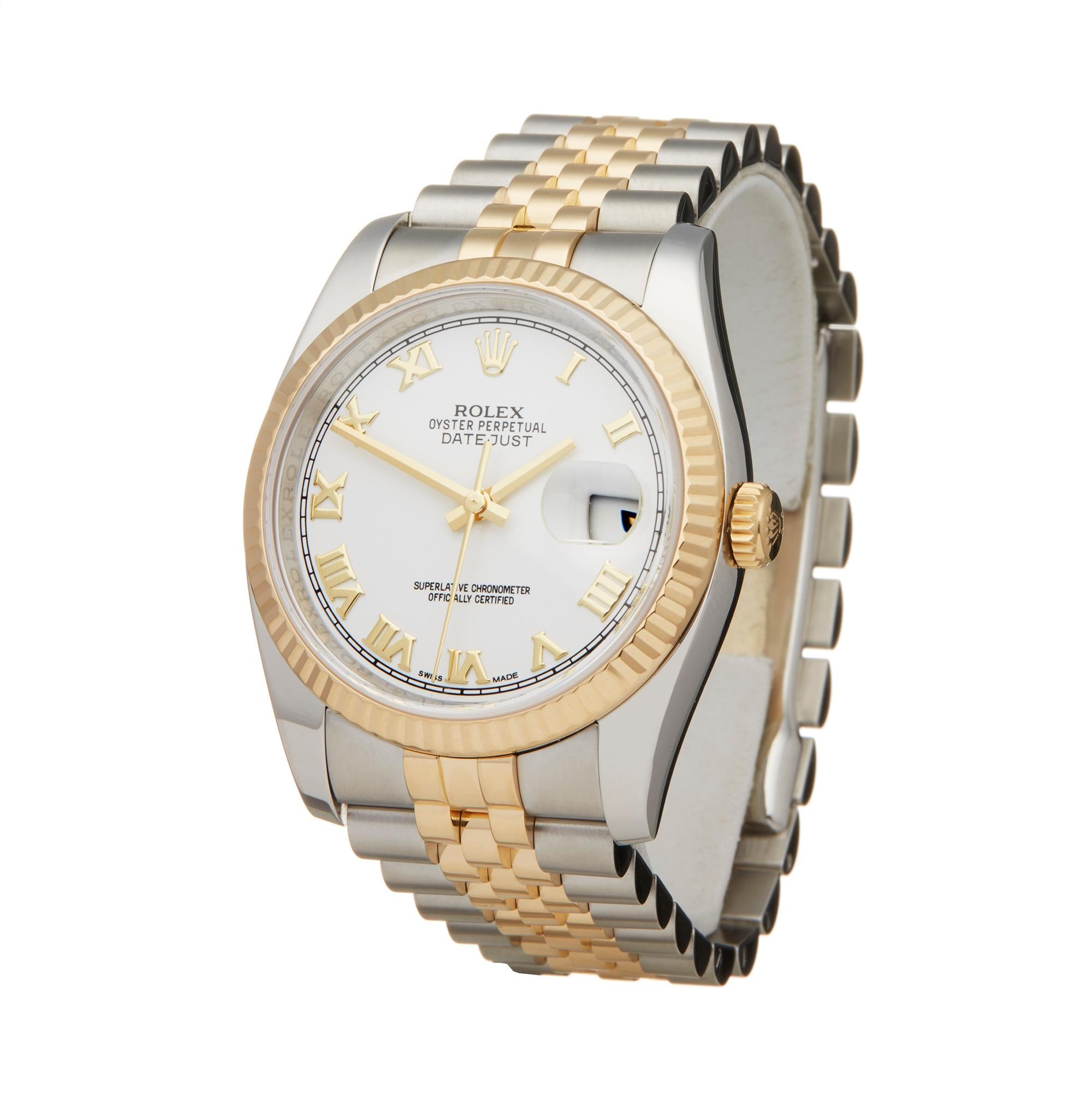 Reference: W6073
Manufacturer: Rolex
Model: Datejust
Model Reference: G524258
Age: 27th June 2012
Gender: Men's
Box and Papers: Box, Manuals and Guarantee
Dial: White Roman
Glass: Sapphire Crystal
Movement: Automatic
Water Resistance: To