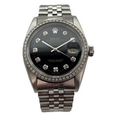 Rolex Datejust 36 Acier inoxydable Cadran noir à diamants avec lunette à diamants personnalisée