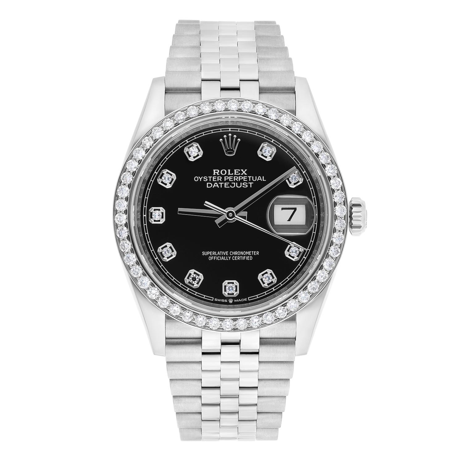 Bezel: Custom bezel, diamonds set aftermarket. Diamonds 100% natural. Carat Weight: 1.60 carats in total diamond weight. The sale includes Rolex box, papers and appraisal certificate. Attached to the appraisal certificate is our in-house mechanical