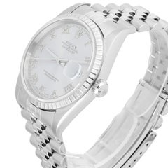 Rolex Datejust 36 Stainless Steel Quickset Watch Silver Roman Dial 16220
