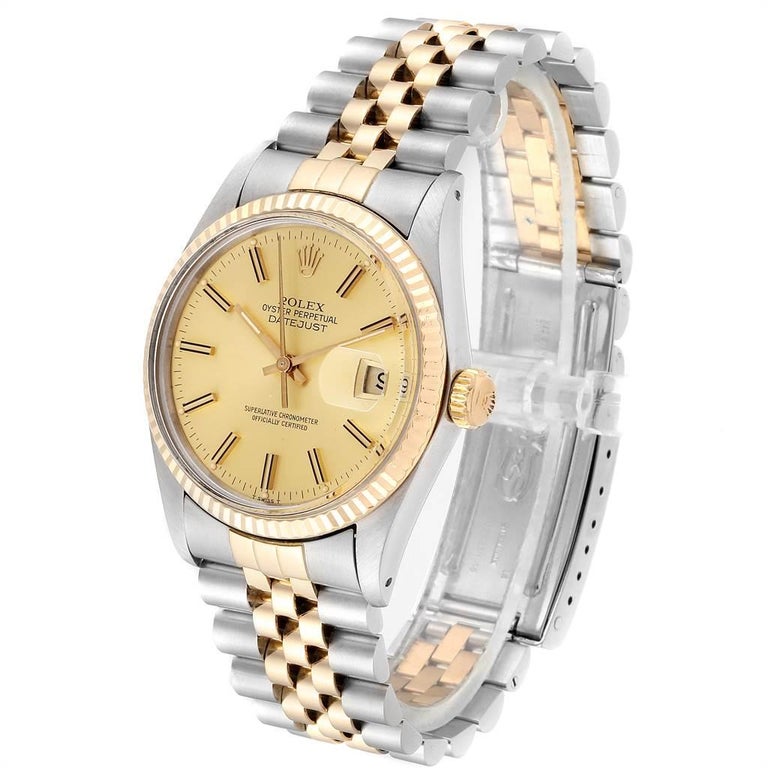 Rolex Datejust 36 Steel 18 Karat Yellow Gold Men's Watch 16233 For Sale ...