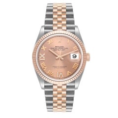Rolex Datejust 36 Acciaio EveRose Gold Diamond Orologio da Uomo 126231 Scheda Scatola