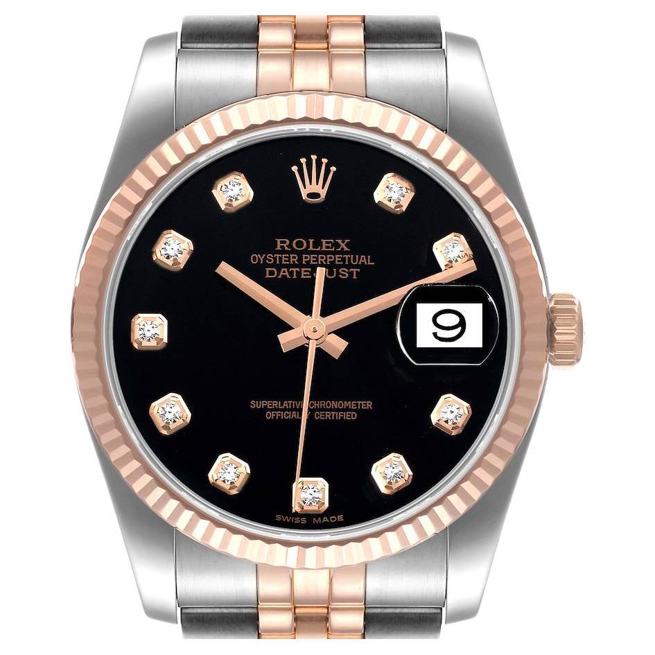 Rolex Datejust 36mm Dial Steel Rose Gold Rose Dial Unisex Watch 116231 For Sale at 1stDibs