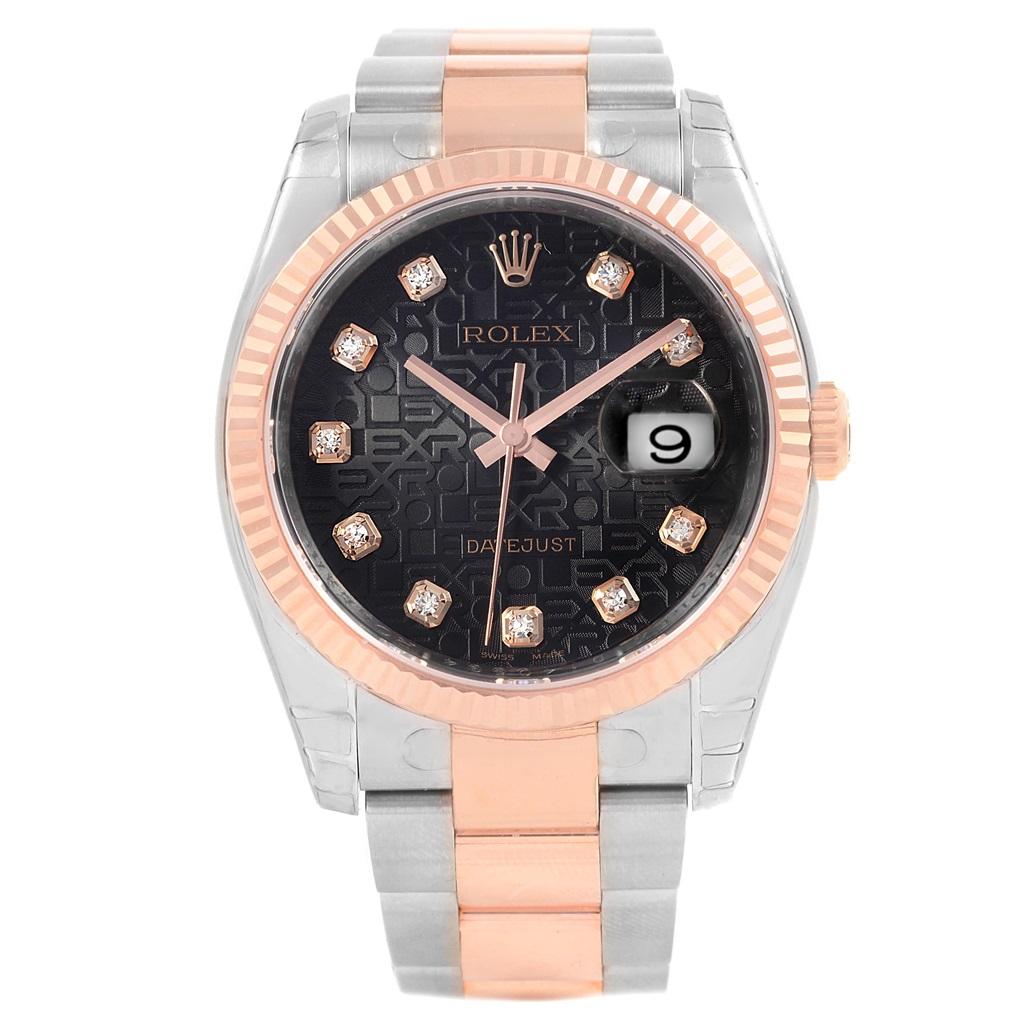 Men's Rolex Datejust 36 Steel EveRose Gold Diamond Unisex Watch 116231 Unworn