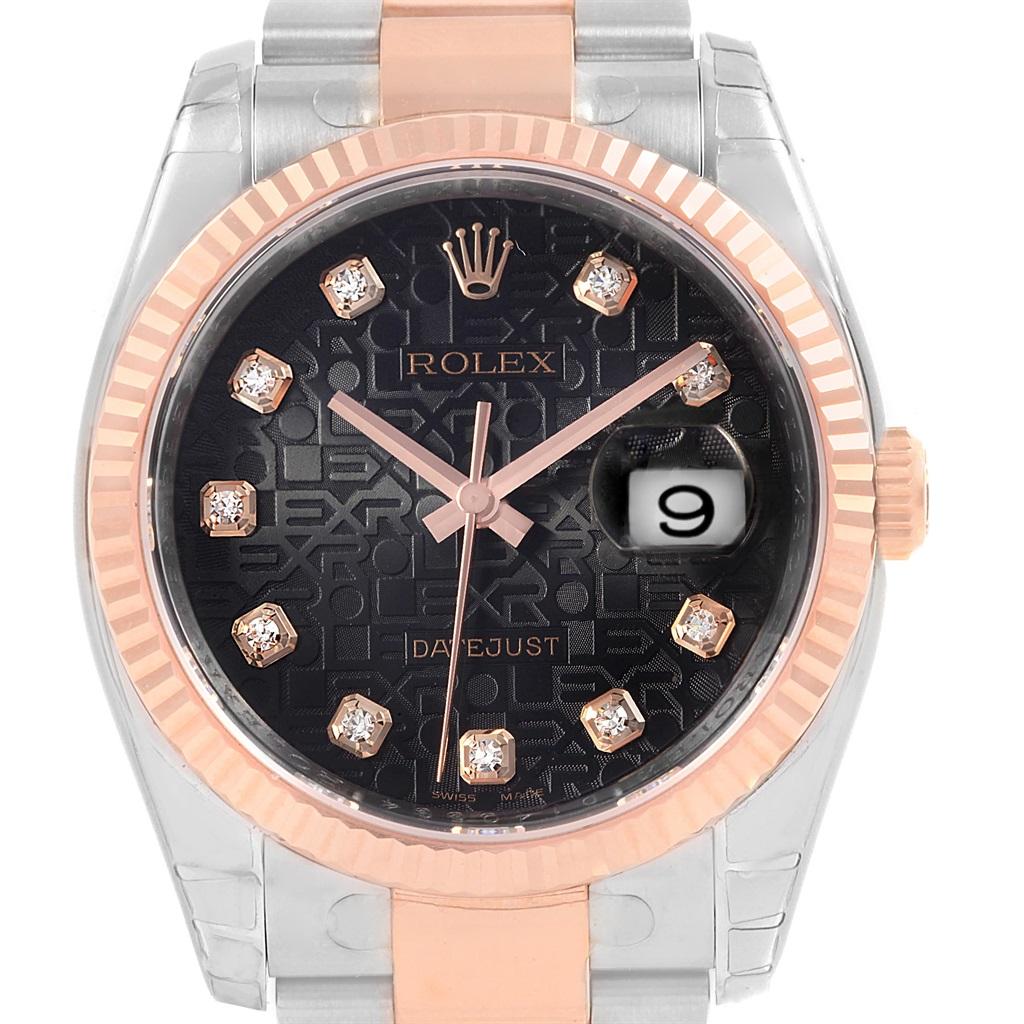 Rolex Datejust 36 Steel EveRose Gold Diamond Unisex Watch 116231 Unworn 4