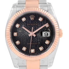 Rolex Datejust 36 Steel EveRose Gold Diamond Unisex Watch 116231 Unworn